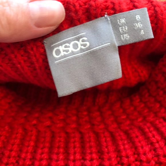 ASOS Red Knit Turtleneck Cozy Sweater Acrylic - Picture 4 of 9